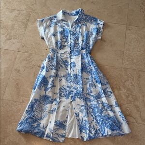 Floral Blue and White Dress